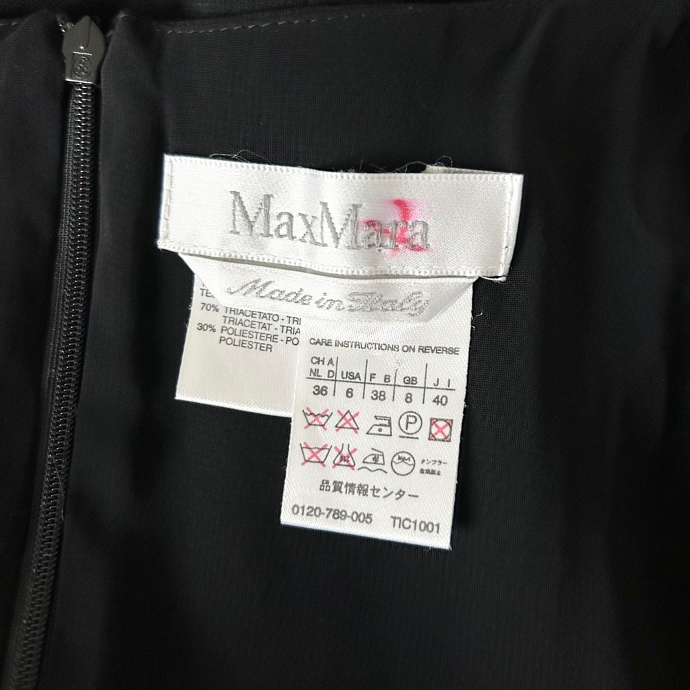 MaxMara Black Surplice V-Neck Crossover Midi Dress Italy Size 6 US - Picture 5 of 6